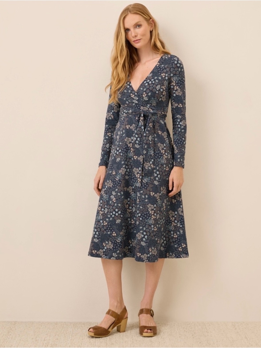 NWT Pact 100% Organic Cotton
Navy Blue Floral Midi Long Fit & Flare Wrap Dress M